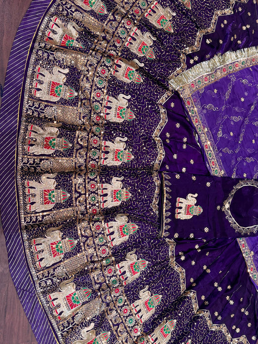 Purple color Fendi Silk Premium quality Rajputi Poshak with fancy sequence Work-91691