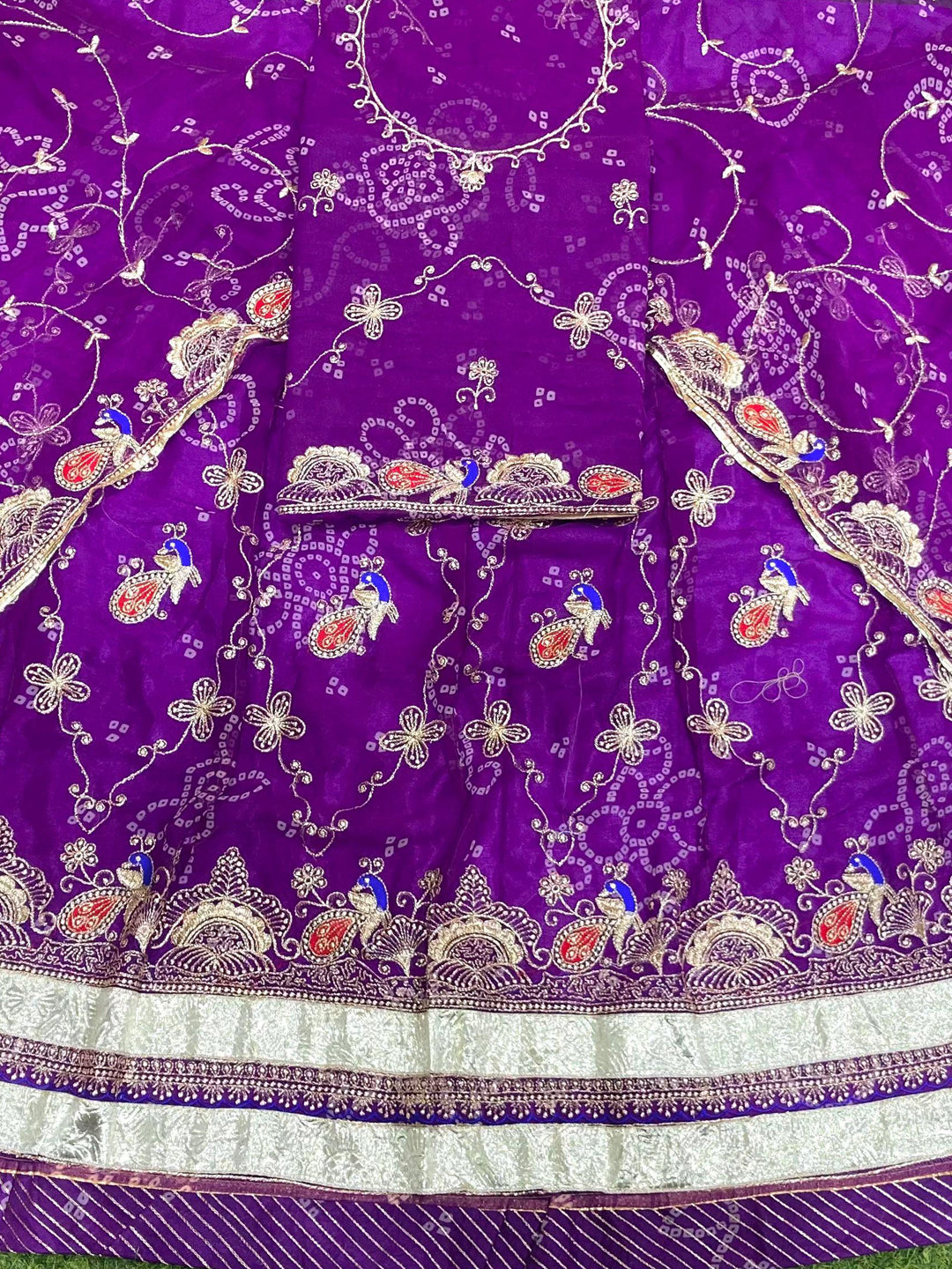 Royal Pure Rajputi Poshak with Lappa Border Work in Purple color-91688