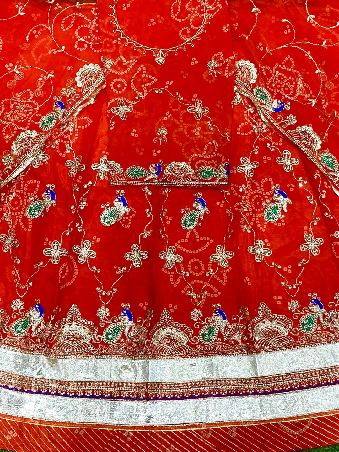Royal Pure Rajputi Poshak with Lappa Border Work in orange color-91687