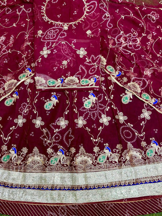 Royal Pure Rajputi Poshak with Lappa Border Work in Purple color-91685