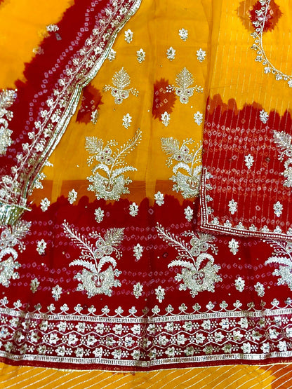 Bandej Peeliya Premium quality Rajputi Poshak with stone Work-91672