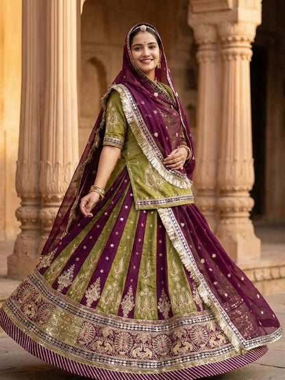 7 Meter flair Silk Premium quality Vintage Rajputi Poshak-91709