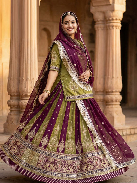 7 Meter flair Silk Premium quality Vintage Rajputi Poshak-91709