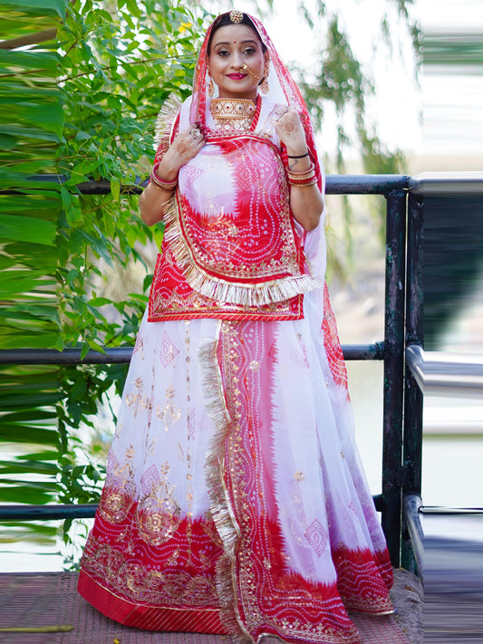 Double Shaded Royal Pure Rajputi Poshak with Barik Zari Sequence Work-91705