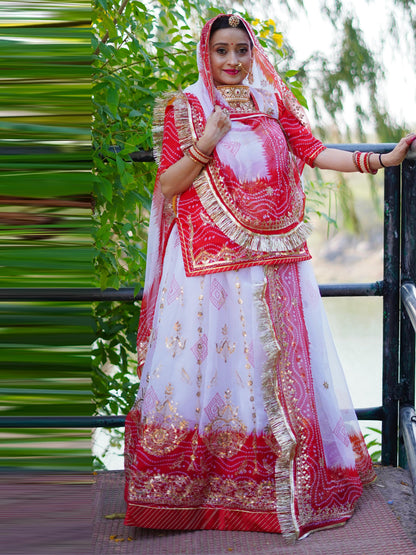 Double Shaded Royal Pure Rajputi Poshak with Barik Zari Sequence Work-91705