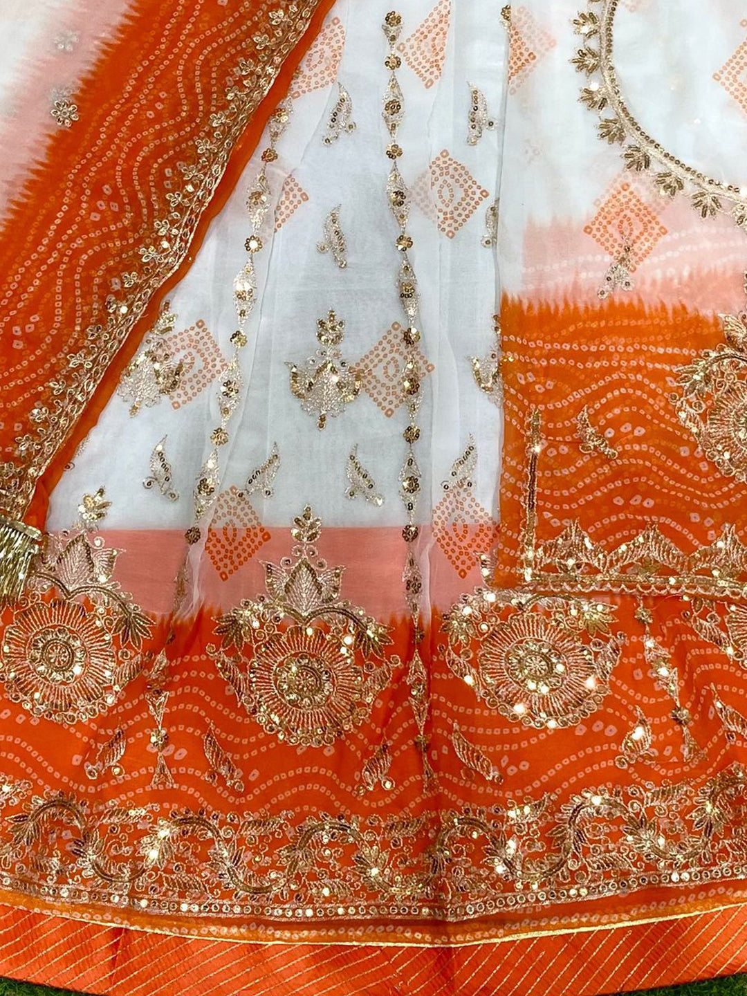Double Shaded Royal Pure Rajputi Poshak with Barik Zari Sequence Work-91703