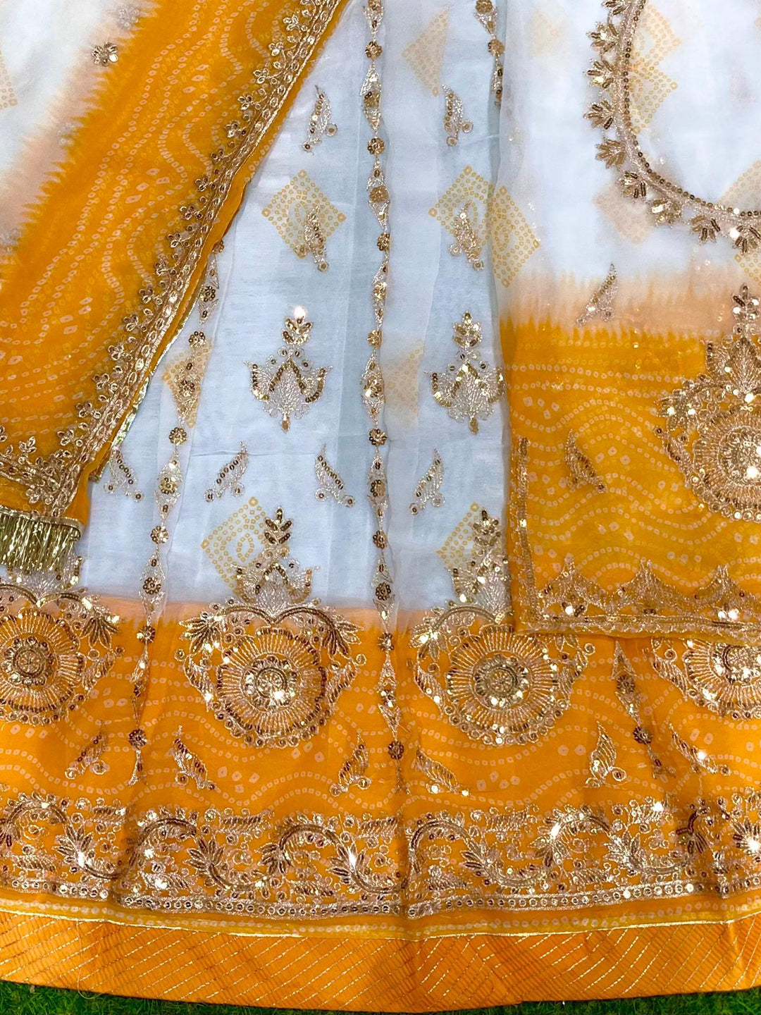 Double Shaded Royal Pure Rajputi Poshak with Barik Zari Sequence Work-91704