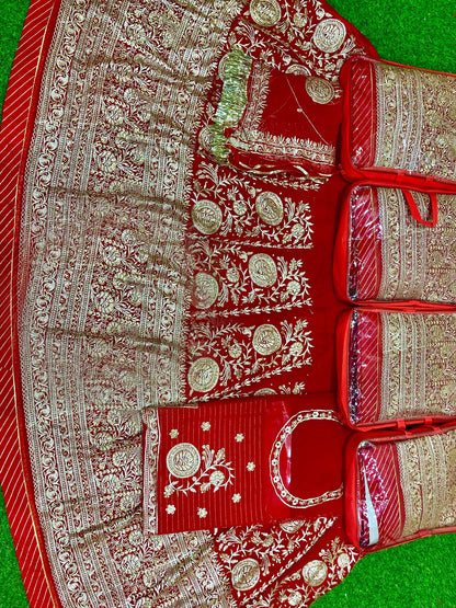 Red Bright color Half Pure Wedding Bridal Rajputi Poshak-91730