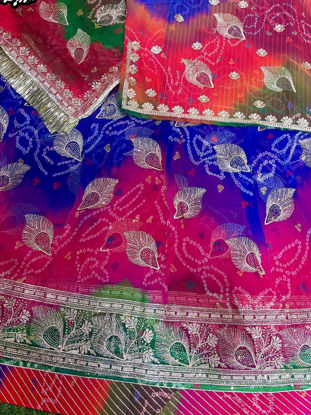 Mulicolor Bandhani Royal Pure Festival Rajputi Poshak-91731