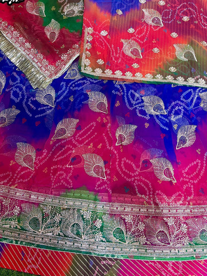 Mulicolor Bandhani Royal Pure Festival Rajputi Poshak-91731