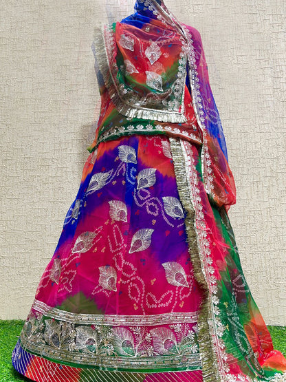 Mulicolor Bandhani Royal Pure Festival Rajputi Poshak-91731