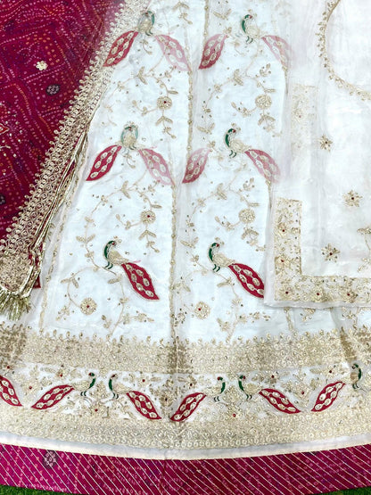 Maroon color Bandhani fendi Silk Festival Rajputi Poshak-91720