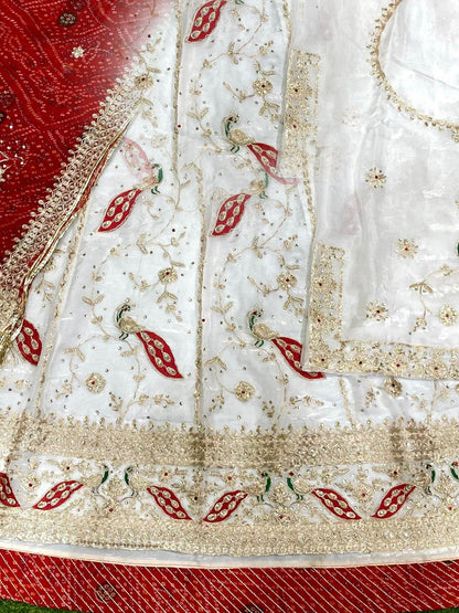 Red color Bandhani fendi Silk Festival Rajputi Poshak-91721