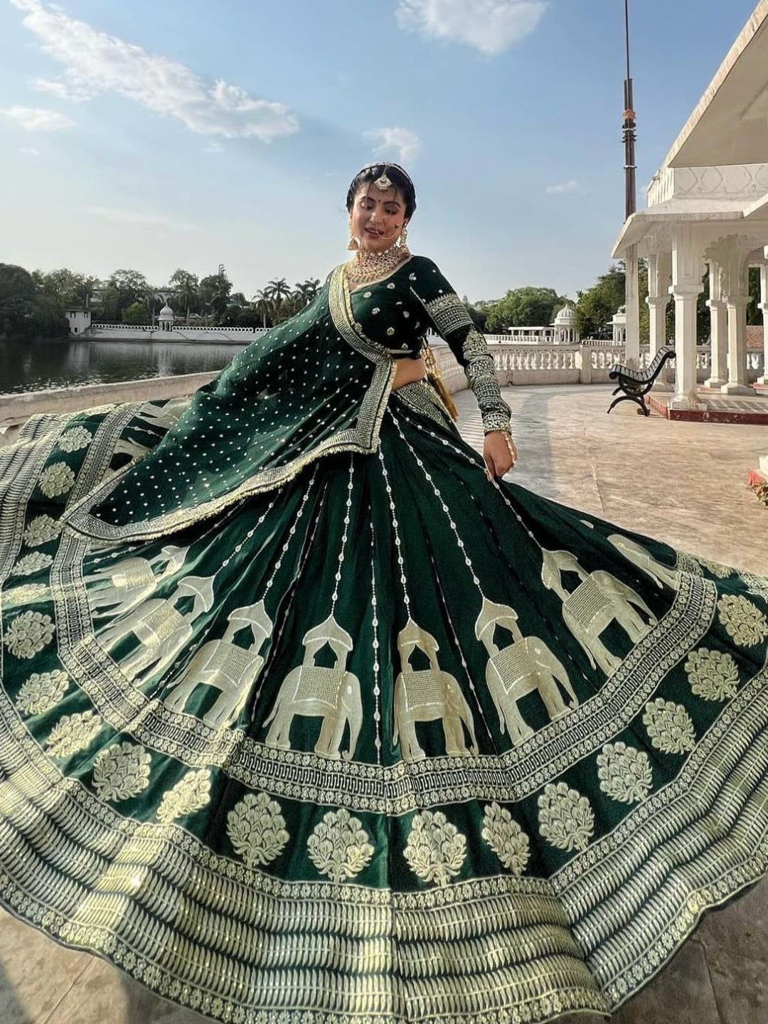 7 Meter flair Fusing Creap Silk Festival Vintage Rajputi Poshak-91712