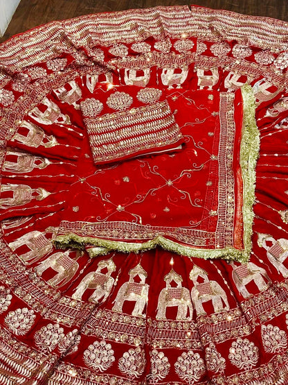 7 Meter flair Fusing Creap Silk Festival Vintage Rajputi Poshak-91713