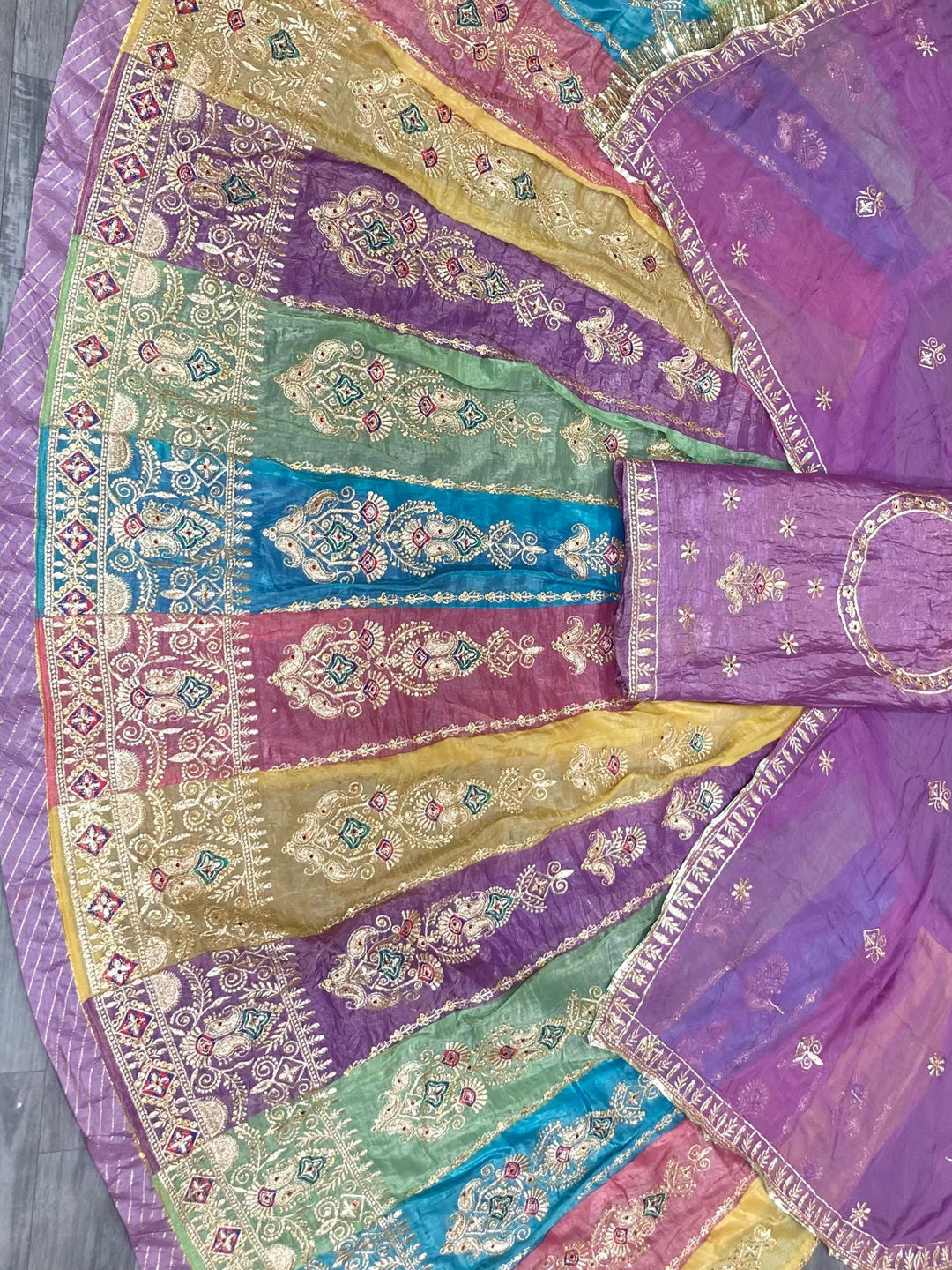 4 Meter flare Gold Crush Festival wedding Rajputi Poshak- 91760