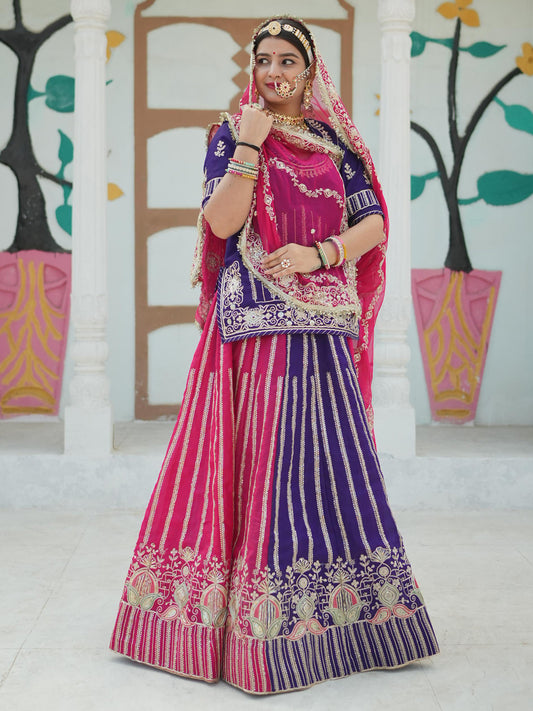 Viscose 5 Meter Flare Gher Jari Sequence Work premium rajputi poshak-91662