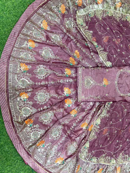 4 Meter flare Gold Crush Festival wedding Rajputi Poshak-91750