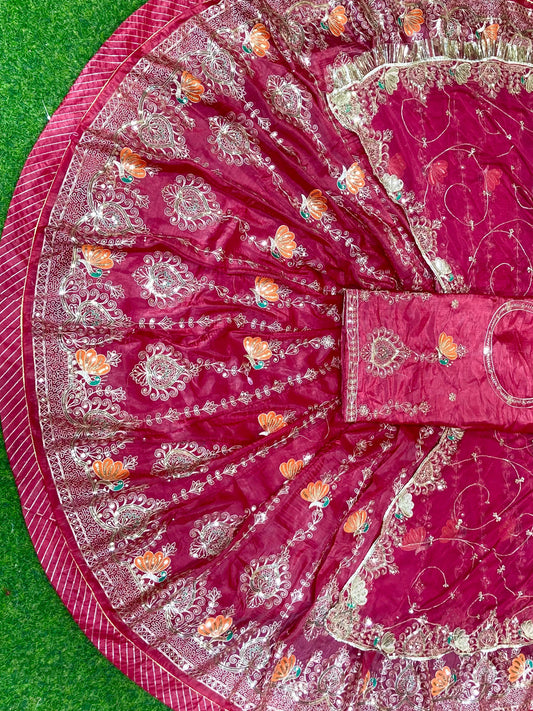 4 Meter flare Gold Crush Festival wedding Rajputi Poshak-91747