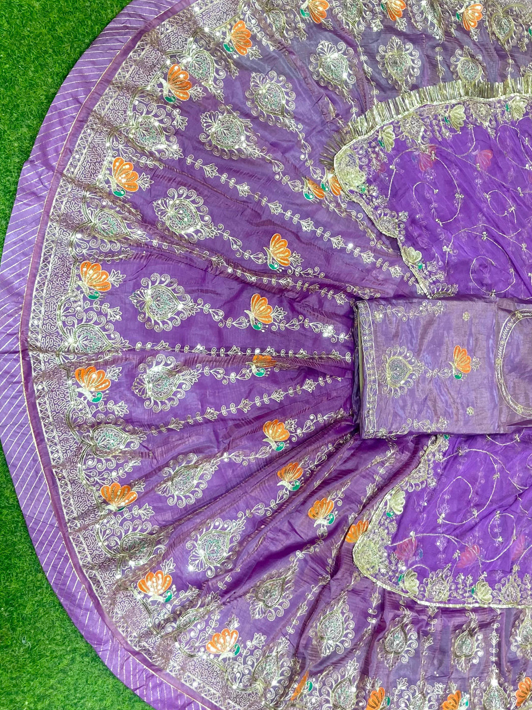 4 Meter flare Gold Crush Festival wedding Rajputi Poshak-91745