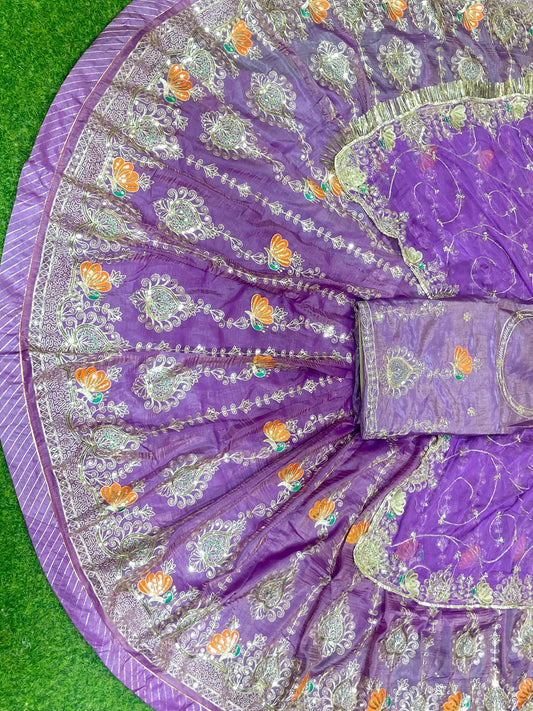 4 Meter flare Gold Crush Festival wedding Rajputi Poshak-91745