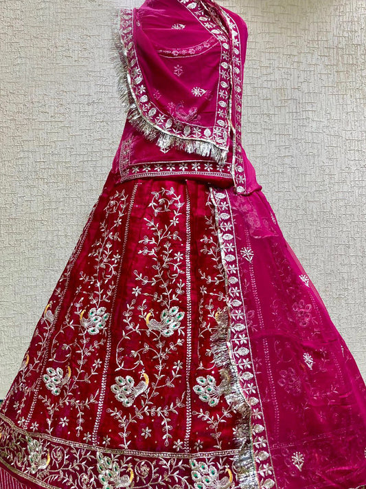Pink color Fend Festival wedding Rajputi Poshak-91742