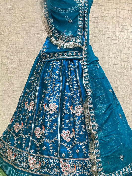 Blue color Fend Festival wedding Rajputi Poshak-91741