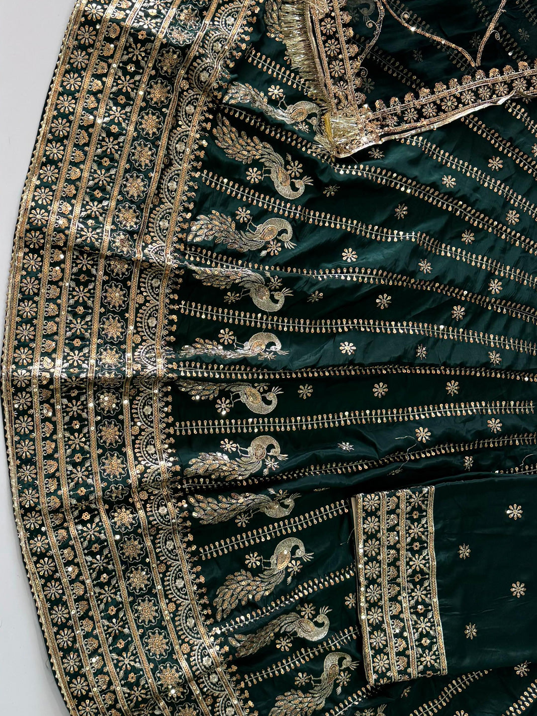 4 Meter flare Heavy Silk Crepe wedding Rajputi Poshak In Blue color -91770