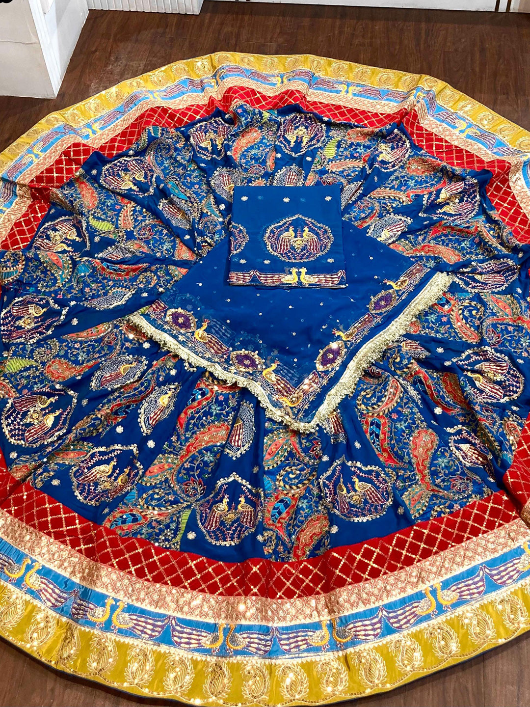 Vintage Rajputi Poshak for Brides – Blue Georgette with 7 Meter Flare-91793