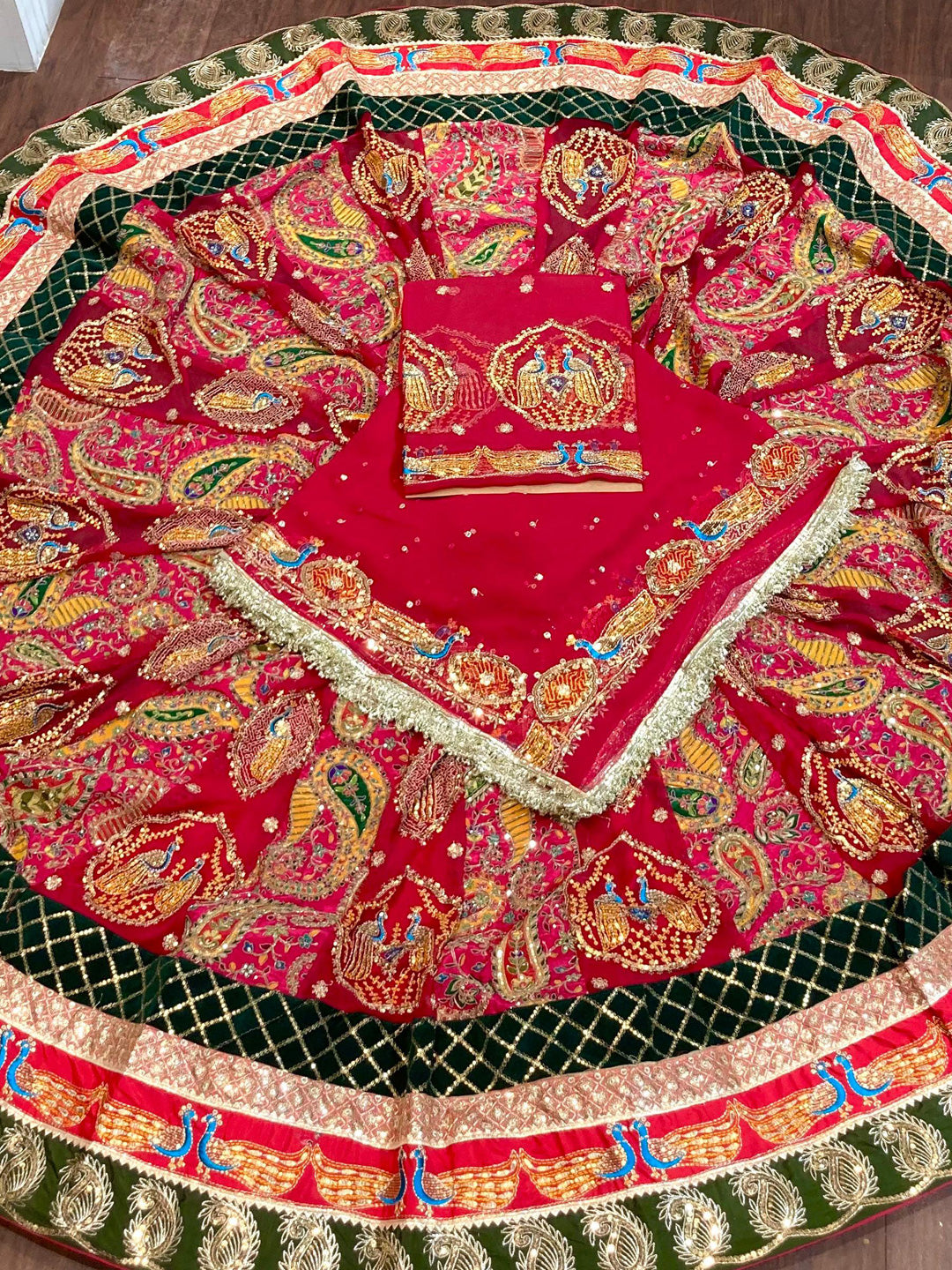 Vintage Rajputi Poshak for Brides – Red Georgette with 7 Meter Flare-91794