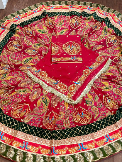 Vintage Rajputi Poshak for Brides – Red Georgette with 7 Meter Flare-91794