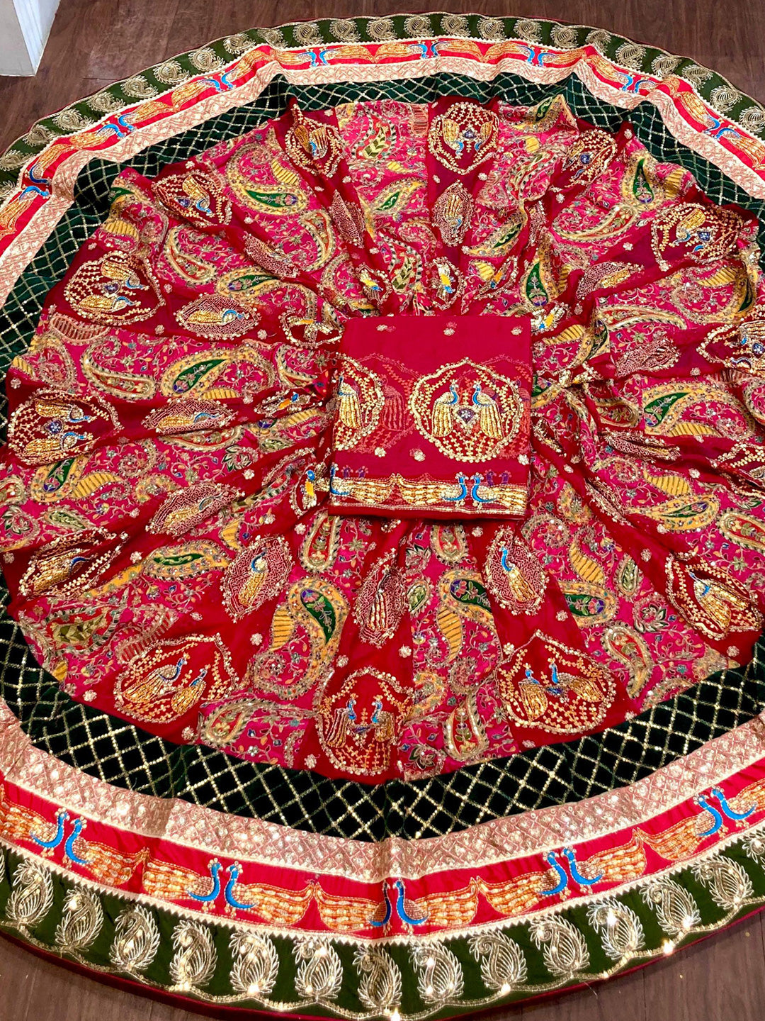 Vintage Rajputi Poshak for Brides – Red Georgette with 7 Meter Flare-91794