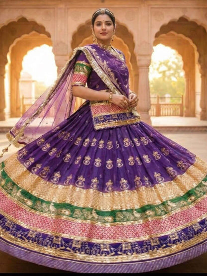5 Meter Flare Fendy Silk Vintage Rajputi Poshak Pink Wedding Party Wear Designer Outfit for Women-91833