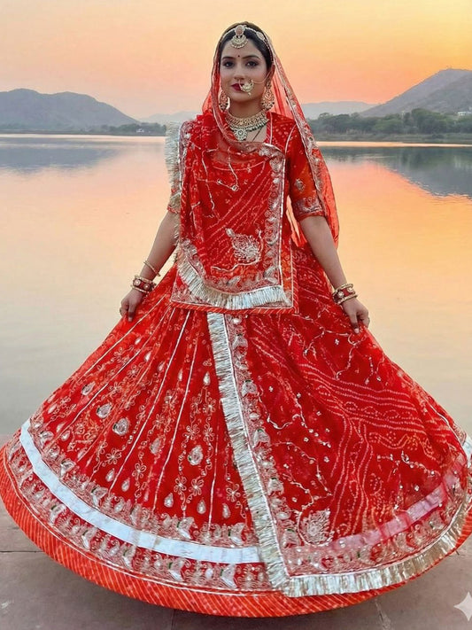 Bandhani Royal Pure Vintage Rajputi Poshak Wedding Party Wear Designer Outfit for Women-91837