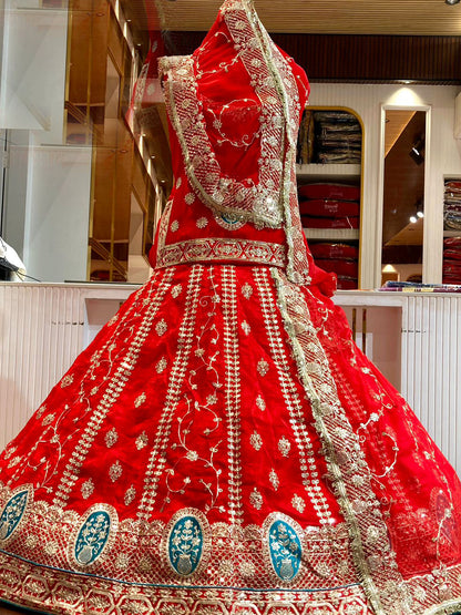 5 Meter Flare Heavy Silk Rajputi Poshak Pink Wedding Party Wear Designer Outfit for Women-91817