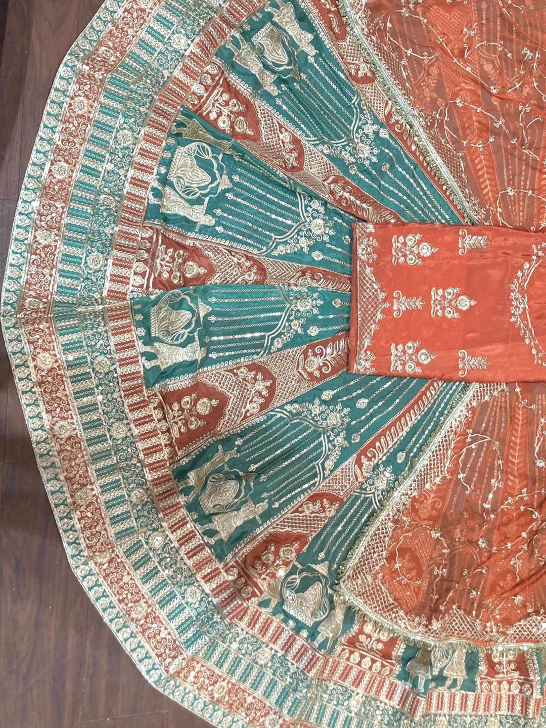 Double Shaded Heavy Silk Wedding Partywear Rajputi Poshak in Orange color-91812