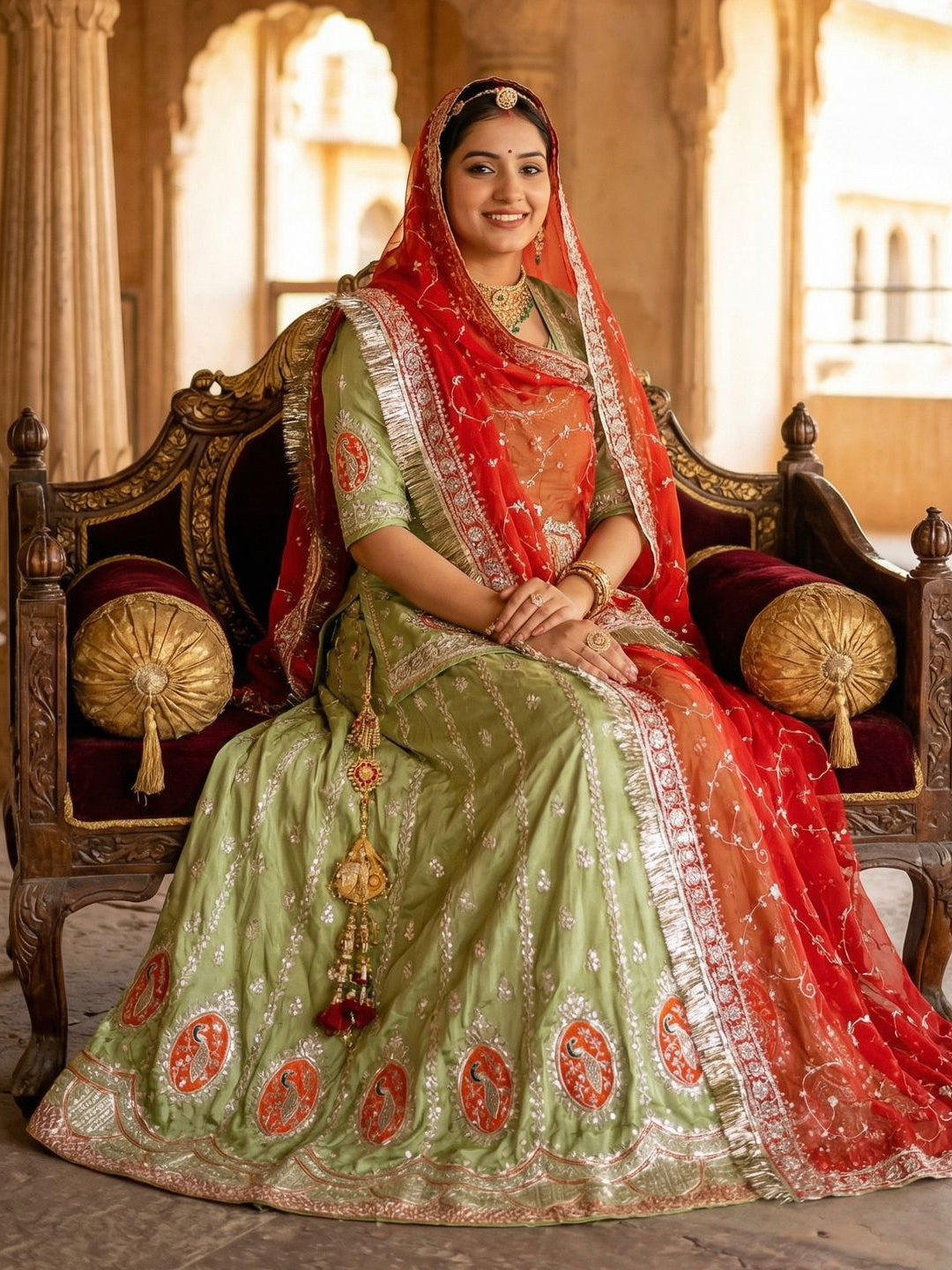 Premium Pure Rajputi Poshak Wedding Party Wear Designer Outfit for Women-91799