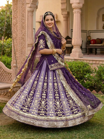 4 Meter Flare Royal Pure Rajputi Poshak Wedding Party Wear Designer Outfit for Women (91784)