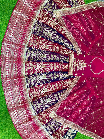 4 Meter Flare Royal Pure Rajputi Poshak Wedding Party Wear Designer Outfit for Women -91802