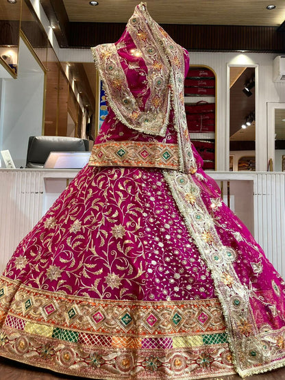 Premium Royal Georgette Contrast Rajputi Poshak in Pink – 7 Meter Flare Bridal Gher-91862