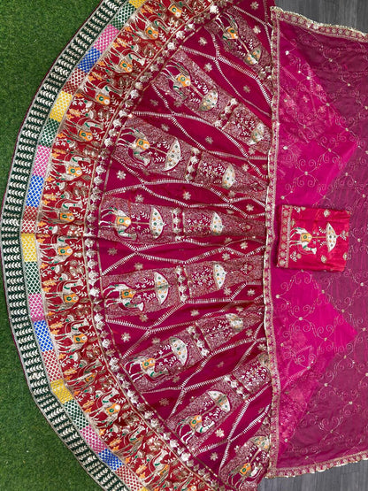 Pink Fendi Silk Wedding Poshak for Women – Heavy Designer Rajputi Outfit-91869