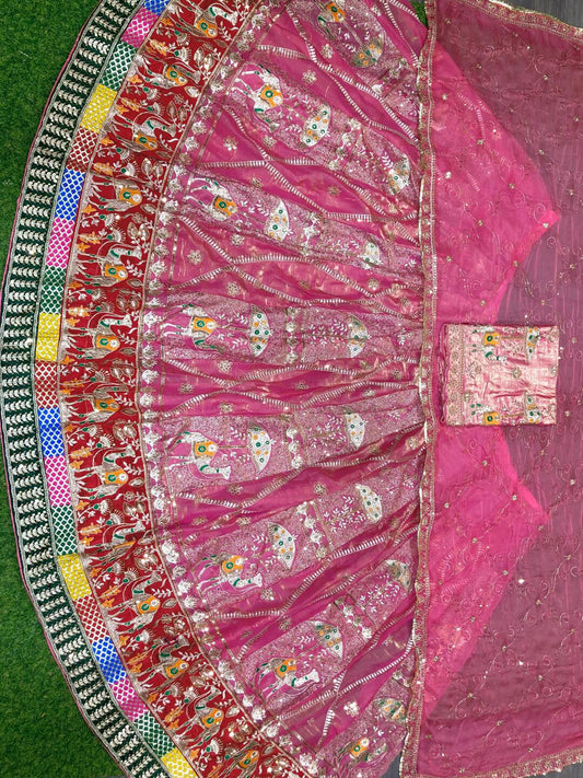 Pink Fendi Silk Wedding Poshak for Women – Heavy Designer Rajputi Outfit-91865