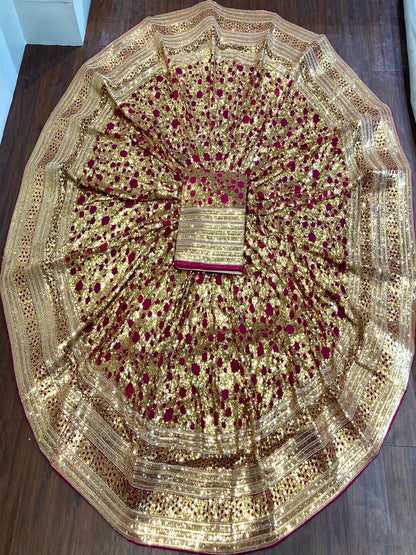 Premium Royal Georgette Contrast Rajputi Poshak in Pink – 7 Meter Flare Bridal Gher-91847