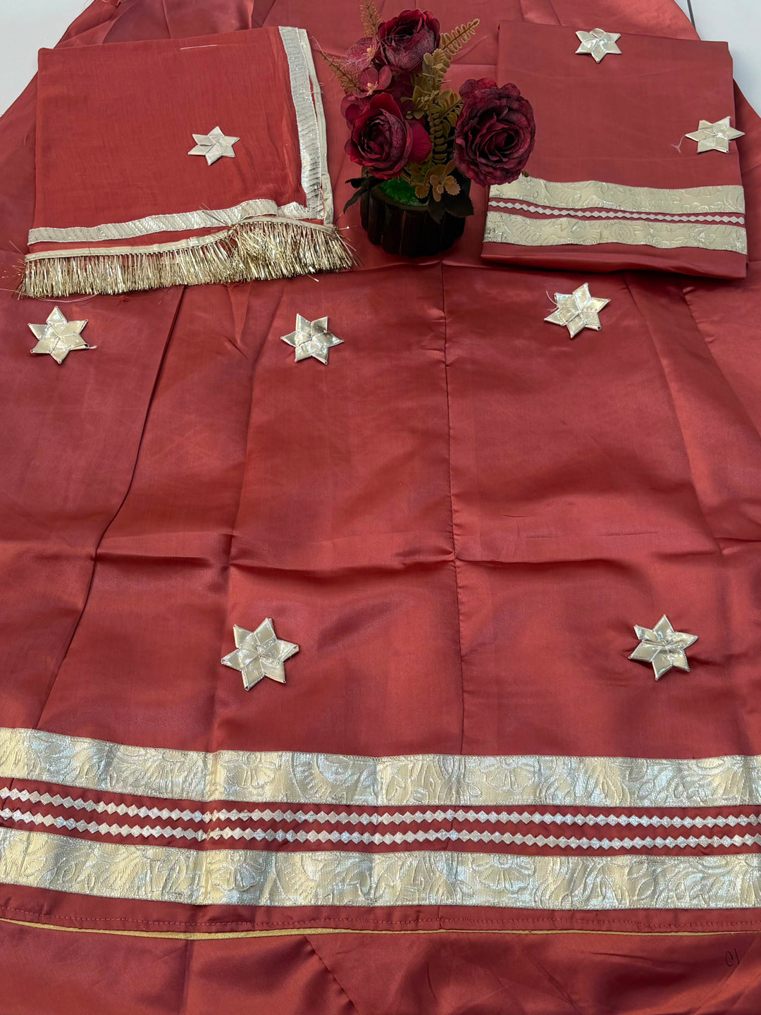 Brown Premium Silk Crepe Rajputi Poshak with Traditional Lafa and Sequence Work-91887