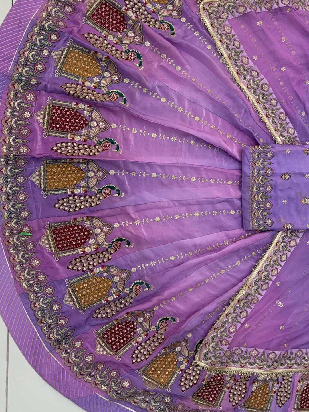 Purple Premium Fendi Silk Rajputi Poshak – 5 Meter Flare Wedding Wear for Women-91903