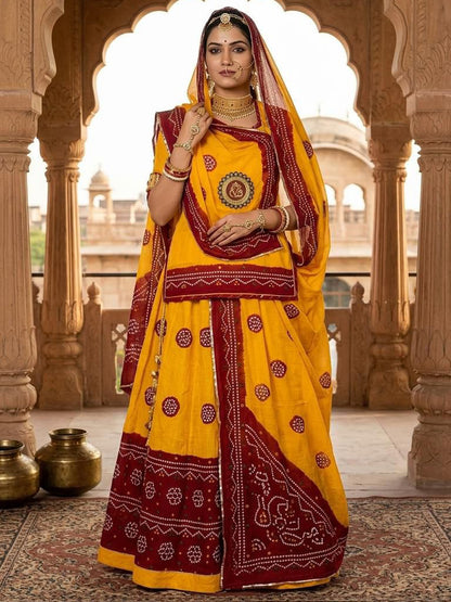 Premium Piliya cotton Rajputi Poshak – Hand Gota Patti & Traditional wear-91881