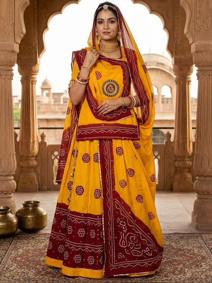 Premium Piliya cotton Rajputi Poshak – Hand Gota Patti & Traditional wear-91881