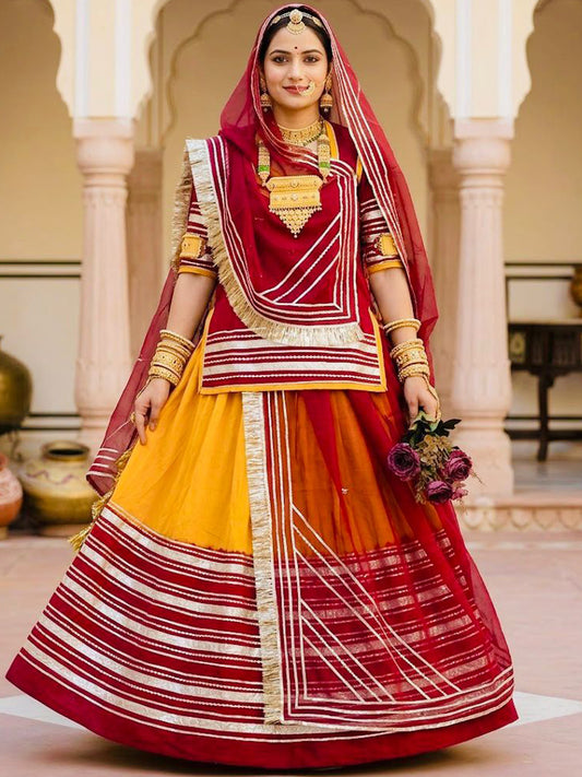 Premium Piliya cotton Rajputi Poshak – Hand Gota Patti & Traditional wear-91899
