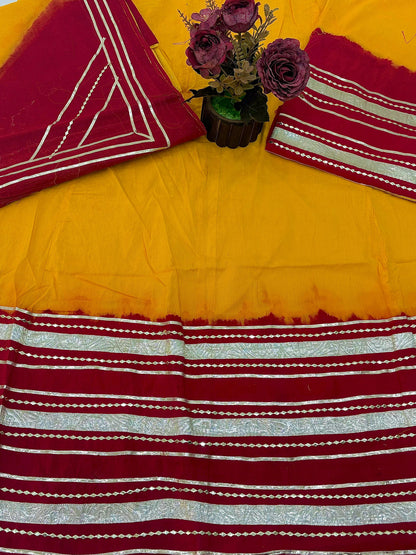 Premium Piliya cotton Rajputi Poshak – Hand Gota Patti & Traditional wear-91899