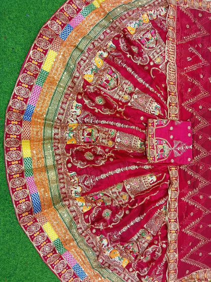 Pink Premium Vintage Georgette Rajputi Poshak – 4 Meter Flare Wedding Wear for Women-91935